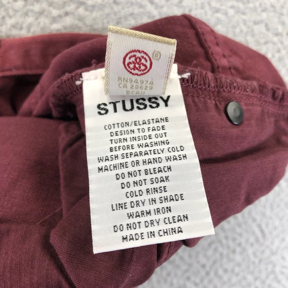 Stussy Shorts Mens 36 Burgundy Jeans Denim Cut Off Slim Jeans 5 Pocket Jorts